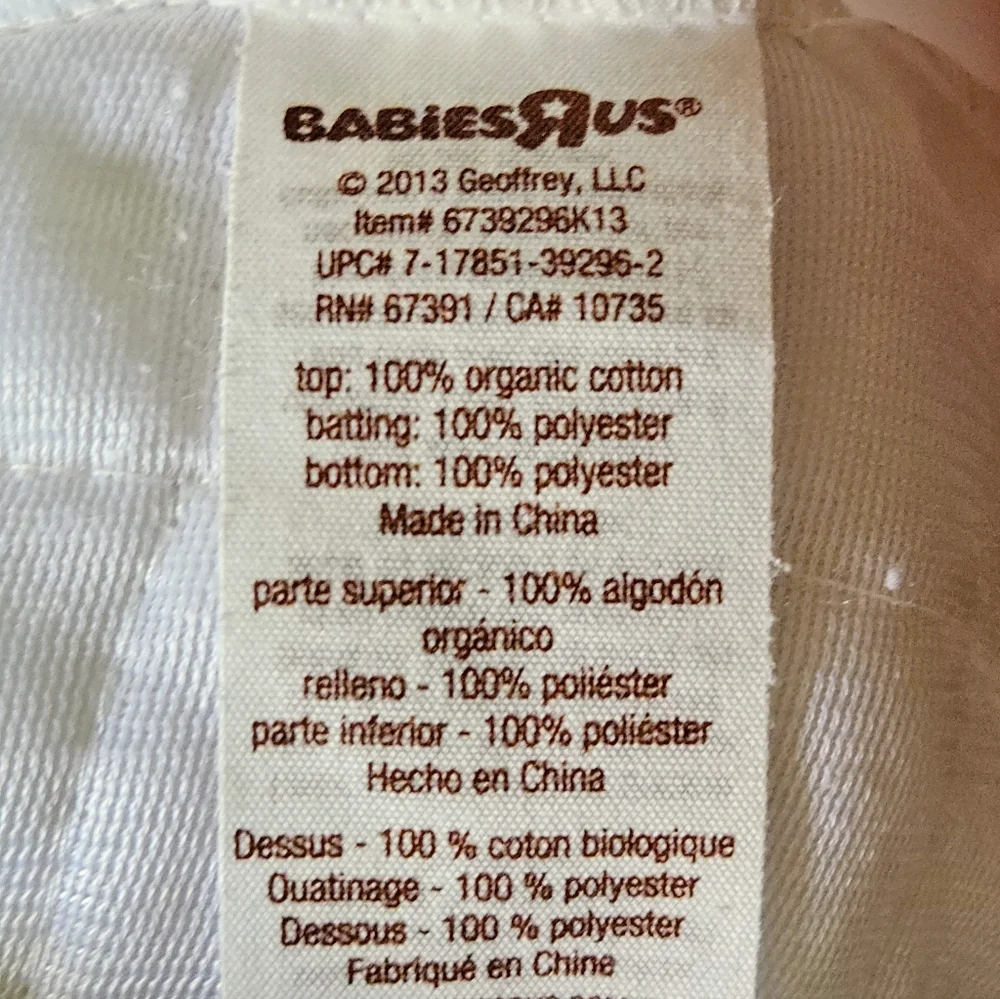 Babies R Us 100% Organic Cotton Quilted Crib Fit Mattress Protector Waterproof